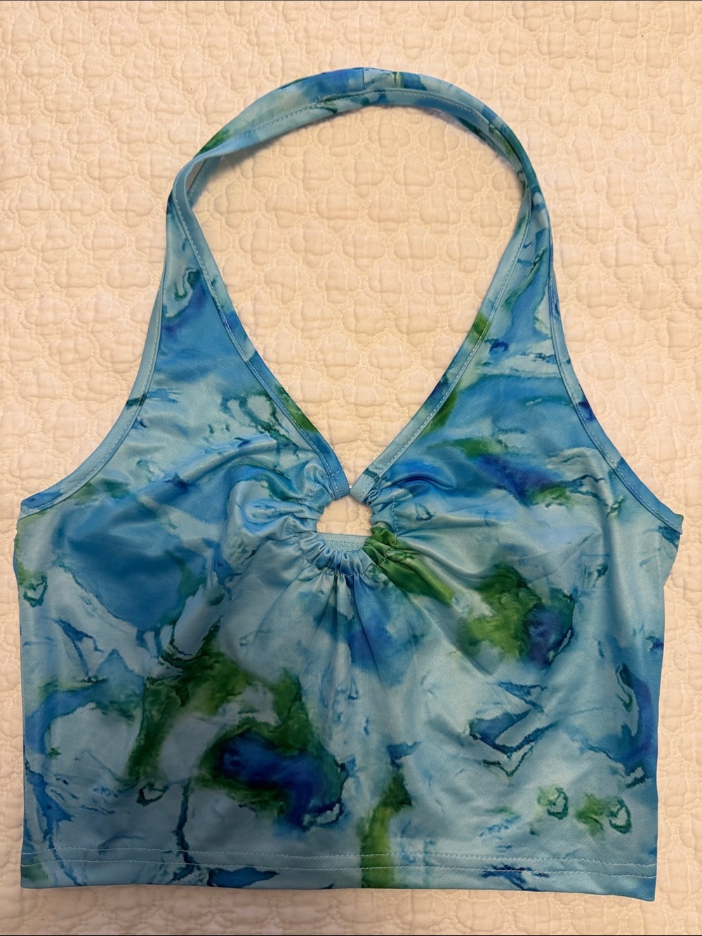 Women’s Blue Green Marble Halter Top